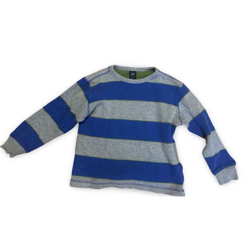 Gap Kids Striped Sweater Shirt XS 4-5 Blue Gray Green